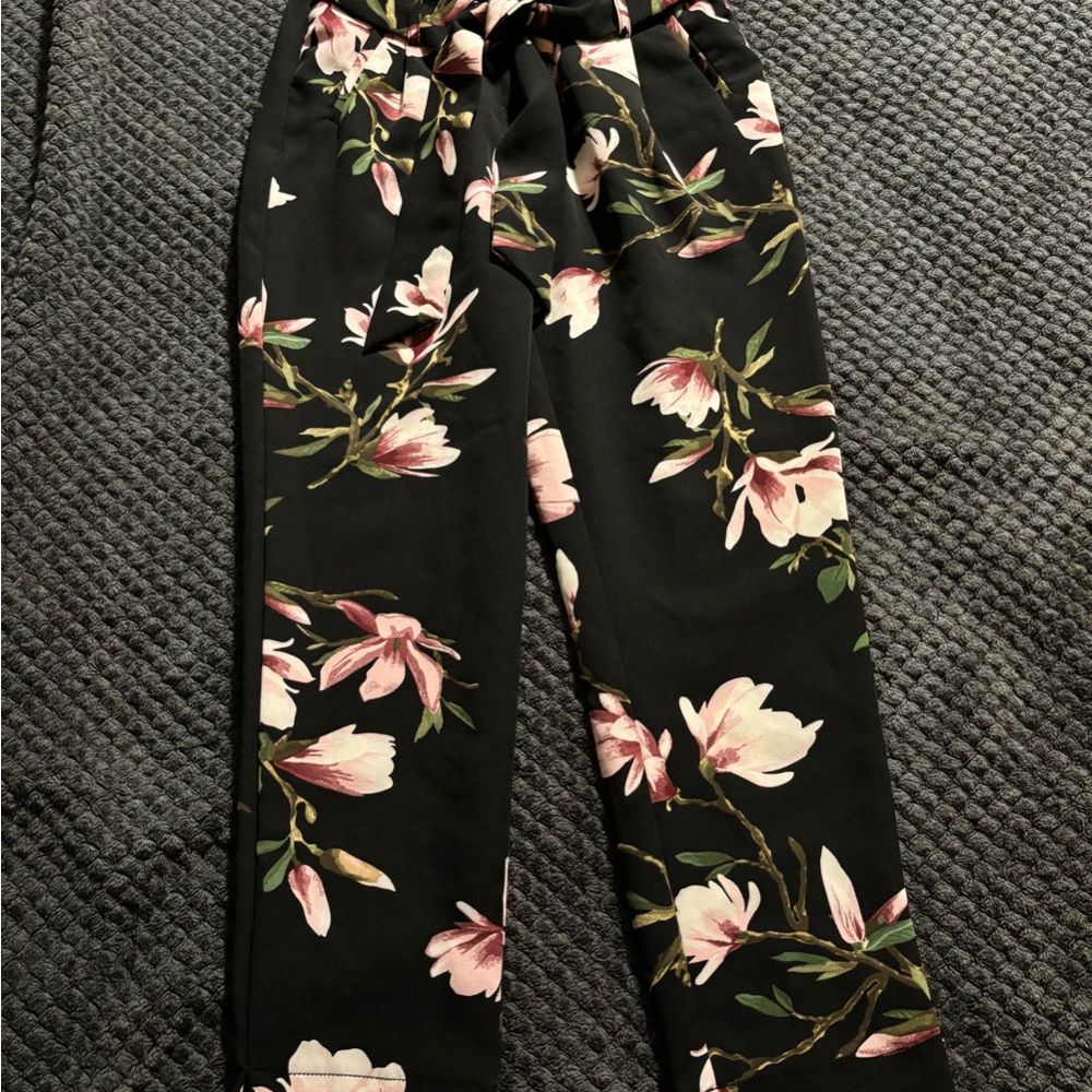 Skinny Black Floral Pants